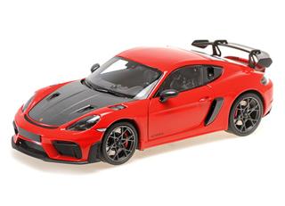PORSCHE CAYMAN GT4 RS - 2024 -RED W/ WEISSACH PACKAGE Minichamps 1:18 Metallmodell mit zu öffnenden Türen und Haube(n)  Disponible à partir de fin août 2025