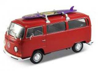 VW Bus T2 1972 rot mit Surfboard Welly 1:24