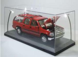 Vitrine mit LED-Beleuchtung 1:18 Sockel schwarz (Auto nicht enthalten!) External dimensions: 35,5cm L x 15,6cm B x 16cm H