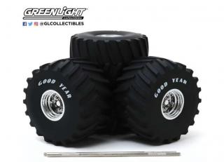 66-Inch Monster Truck *Goodyear* Wheel & Tire Set Reifen und Felgen Kings of Crunch Greenlight 1:18 (Für Bastler, Felgen können nicht einfach umgesteckt werden)