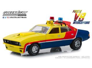 Ford Falcon XB 4-Door Sedan M.F.P 1974 *First of the V8 Interceptor 1979*, yellow/blue/red Greenlight 1:18