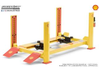 Hebebühne Four-Post Lift *Shell Oil #2*, yellow/red Greenlight 1:18