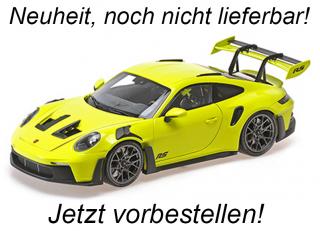 PORSCHE 911 (992) GT3RS - 2023 - ACID GREEN W BLACK WHEELS Minichamps 1:18 Metallmodell mit zu öffnenden Türen und Haube(n) <br> Liefertermin nicht bekannt