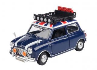 Mini Cooper with roof rack, blue/white/red Motormax 1:18