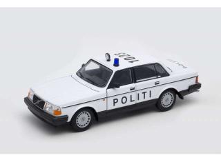 Volvo 240 GL 1986  *Denmark Police*, white/black Welly 1:24