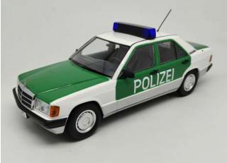 Mercedes 190 W201 1993 Polizei, white/green Triple9 1:18 (Türen, Motorhaube... nicht zu öffnen!)