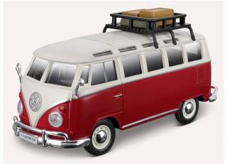 VW Bus Samba T1 rot mit Dachgepäckträger und Accessoires Maisto 1:25
