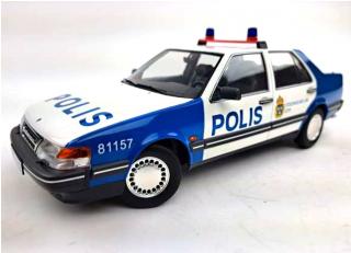 Saab 9000 CD Turbo Swedish Police 1990 white/blue Triple9 1:18 (Türen, Motorhaube... nicht zu öffnen!)