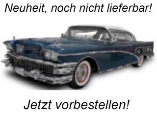 Buick Limited Riviera coupe 1958 *platinum collection*, glacier white/dark turquoise poly SunStar Metallmodell 1:18<br> Availability unknown (not before Q3 2025)
