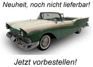 Ford Fairlane 500 Skyliner 1957  Cumberland green/Colonial White SunStar Metallmodell 1:18 <br> Availability unknown (not before Q3 2025)