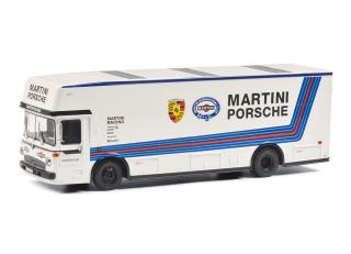 Mercedes Renntransporter/racing transporter „MARTINI-PORSCHE“, weiß/white  Schuco Metallmodell 1:18
