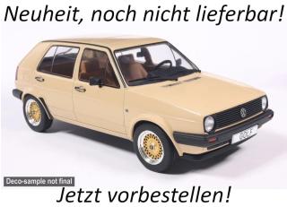 VW Golf II, beige, 1983 mit BBS Felgen MCG 1:18 Metallmodell, Türen und Hauben nicht zu öffnen  Liefertermin nicht bekannt