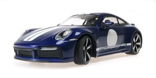 PORSCHE 911 (992) SPORT CLASSIC – 2022 – BLUE METALLIC W/STRIPE Minichamps 1:18 Metallmodell, Türen, Motorhaube... nicht zu öffnen