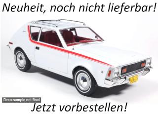 AMC Gremlin, weiss/rot, 1970 MCG 1:18 Metallmodell, Türen und Hauben nicht zu öffnen Liefertermin nicht bekannt