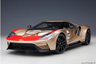 Ford GT 2022 64 Heritage Edition HOLMAN MOODY (gold w / red & white) ( Composite model/full openings)         AUTOart 1:18