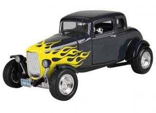 Ford Hot Rod Window Coupe 1932  Yellow Flame, black/yellow Motormax 1:18