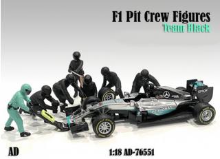 7 Figuren: F1 Pit Crew Figure - Set Team Black (Auto nicht enthalten!) American Diorama 1:18