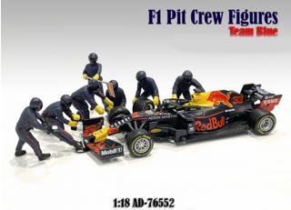 7 Figuren: F1 Pit Crew Figure - Set Team Blue (Auto nicht enthalten!) American Diorama 1:18