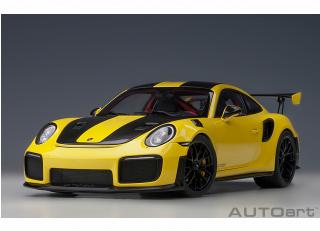 Porsche 911 (991) GT2 RS 2017 Weissach Package (racing yellow) (composite model/ full openings) with Weissach package, Magnesium alloy wheels satin black AUTOart 1:18