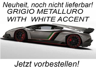 LAMBORGHINI VENENO (GRIGIO METALLURO W/ WHITE ACCENT) AUTOart 1:18 Composite <br> Liefertermin nicht bekannt