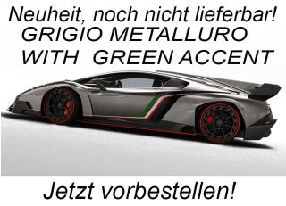 LAMBORGHINI VENENO (GRIGIO METALLURO W/ GREEN ACCENT) AUTOart 1:18 Composite <br> Liefertermin nicht bekannt