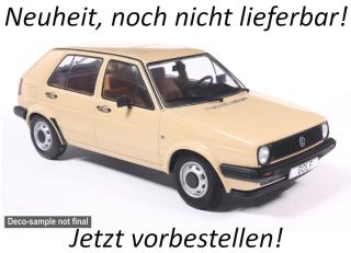 VW Golf II, beige, 1983 mit Stahlfelgen MCG 1:18 Metallmodell, Türen und Hauben nicht zu öffnen  Liefertermin nicht bekannt
