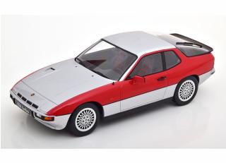 Porsche 924 Turbo 1986 silber/rot KK-Scale 1:18 Metallmodell (Türen, Motorhaube... nicht zu öffnen!)