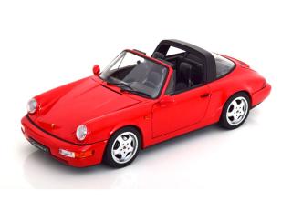 Porsche 911 (964) Carrera 4 Targa 1990 rot Limited Edition 1000 pcs.  Norev 1:18 Metallmodell 2 Türen, Motorhaube und Kofferraum zu öffnen!