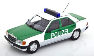 Mercedes 190 W201 1993 Polizei, white/green Triple9 1:18 (Türen, Motorhaube... nicht zu öffnen!)