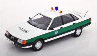 Audi 100 C3 1989 Polizei Bayern alpine white/green   Triple9 1:18 (Türen, Motorhaube... nicht zu öffnen!)
