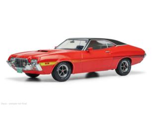 Ford Gran Torino Sport, rot/schwarz, 1972 IXO 1:18 Metallmodell (Türen/Hauben nicht zu öffnen!)  Liefertermin nicht bekannt