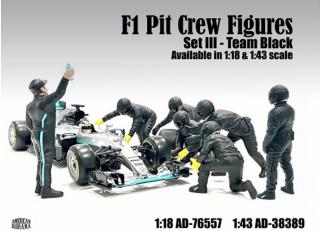 F1 Pit Crew Figure - Set Team Black (Set 3, Final set) American Diorama 1:18 (Auto nicht enthalten!)