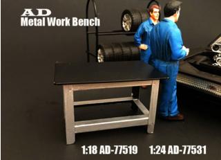 Werkbank - Metal Work Bench schwarz/silber (Figuren nicht enthalten!) American Diorama 1:18