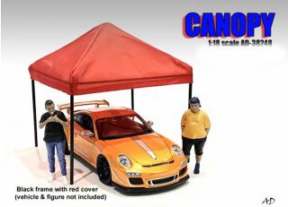Accessory - Canopy (Black frame Red Canopy cover) American Diorama 1:18 (Auto und Figuren nicht enthalten!)