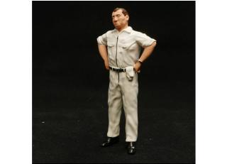Figur Mechaniker skeptisch, weißer Overall Figurenmanufaktur 1:18