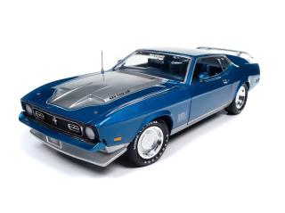 Ford Mustang Mach 1 1971 MCACN - Code-6 Silver Blue Metallic Auto World 1:18