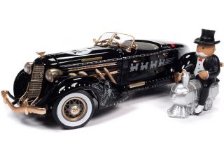 Auburn 851 Speedster 1935 Monopoly, Black with Matte Gold Auto World 1:18