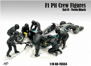 7 Figuren:F1 Pit Crew Figure - Set Team Black (Set 2) American Diorama 1:18 (Auto nicht enthalten!)