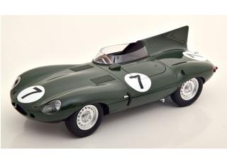 Jaguar D-Type Longnose No.7, 24h Le Mans 1955 Rolt Hamilton mit abnhembarer Haube auf der Beifahrerseite CMR 1:18 Metallmodell (Motorhaube... nicht zu öffnen!)