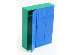 Locker shelf with 3 doors, green/blue Dioramatoys 1:18