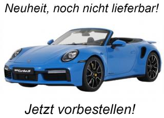 PORSCHE 911 (992) TURBO S CAB SHARK BLUE GT Spirit 1:18 Resinemodell (Türen, Motorhaube... nicht zu öffnen!) <br> Disponible à partir de fin mai 2024