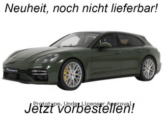 Porsche Panamera Turbo S Sport Turismo Green 2021 GT Spirit 1:18 Resinemodell (Türen, Motorhaube... nicht zu öffnen!) <br> Lieferbar ab Ende September 2024