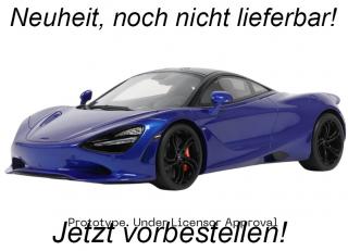 McLaren 750S Coupe Blue 2023 GT Spirit 1:18 Resinemodell (Türen, Motorhaube... nicht zu öffnen!)  Disponible à partir de fin août 2024
