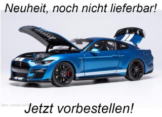 Ford Mustang Shelby GT 500, blau (Metallic), weiss 2022 IXO 1:18 Metallmodell   Liefertermin nicht bekannt