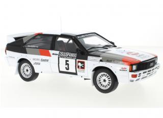 Audi Quattro, No.5, 1000 Lakes Rally, S.Blomqvist/B.Cederberg, 1982 IXO 1:18 Metallmodell (Türen/Hauben nicht zu öffnen!)