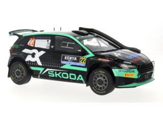 Skoda Fabia Rally2, WRC, Safari Rallye Kenia, 2024, #22 IXO 1:18 Metallmodell (Türen/Hauben nicht zu öffnen!)