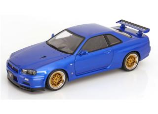 Nissan Skyline GT-R R34 V-Spec II 2001 mit BBS-Felgen  blaumetallic KK-Scale 1:12 Metallmodell