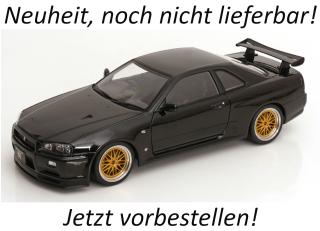 Nissan Skyline GT-R R34 V-Spec II 2001 mit BBS-Felgen schwarz KK-Scale 1:12 Metallmodell Available from end of October 2026