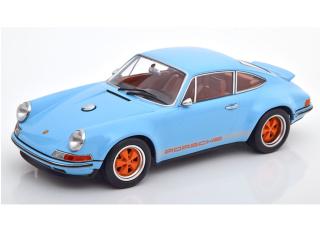 Singer Porsche 911 Coupe, lightblue/orange KK-Scale 1:18 Metallmodell (Türen, Motorhaube... nicht zu öffnen!)