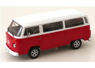 VW Bus T2b Bus rot/weiß 1972 mit Fuchs-Felgen KK-Scale 1:18 Metallmodell (Türen, Motorhaube... nicht zu öffnen!)